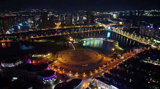 云南省玉溪市红塔区航拍夜景聂耳音乐广场视频的预览图