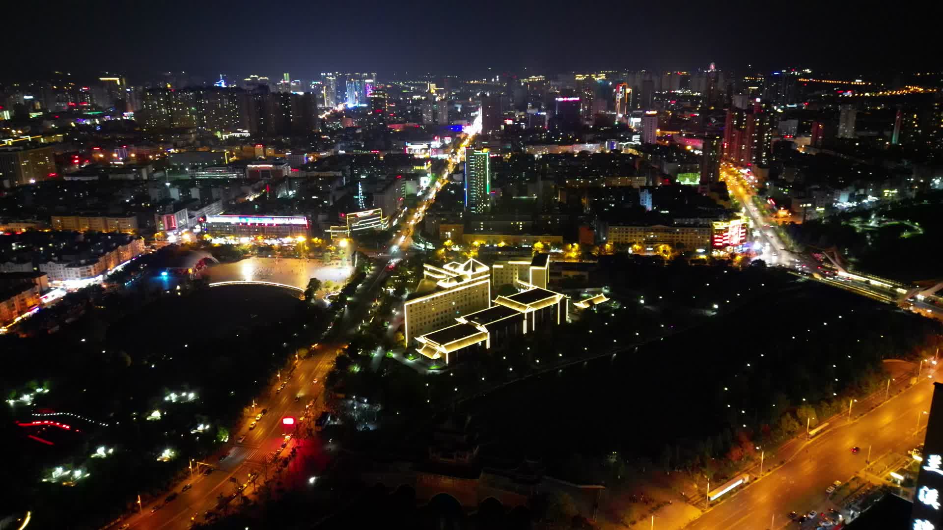 云南省玉溪市红塔区航拍夜景视频的预览图