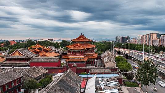 北京雍和宫夏季风云北京古建延时视频的预览图