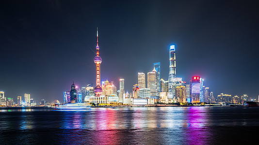 上海陆家嘴金融城外滩夜景上海灯光秀延时视频的预览图