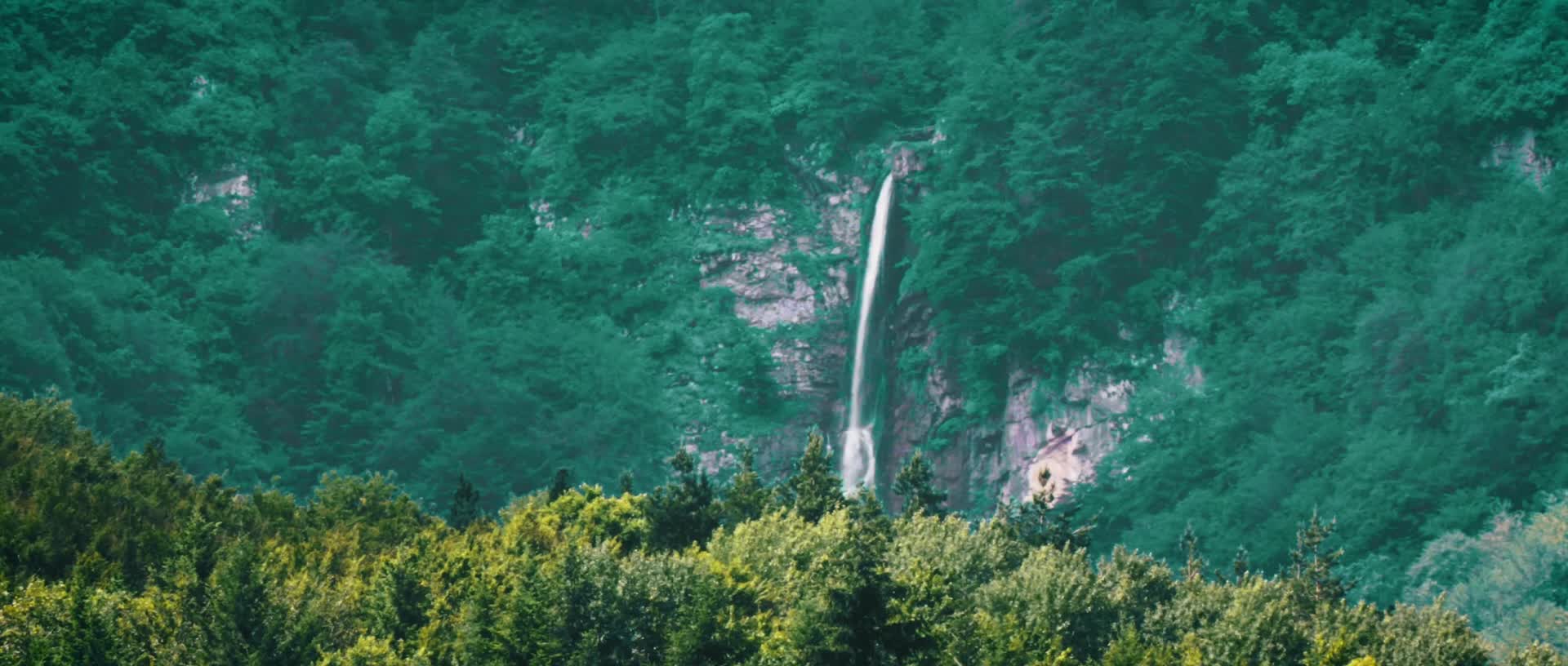 炎热夏季气浪森林瀑布视频的预览图