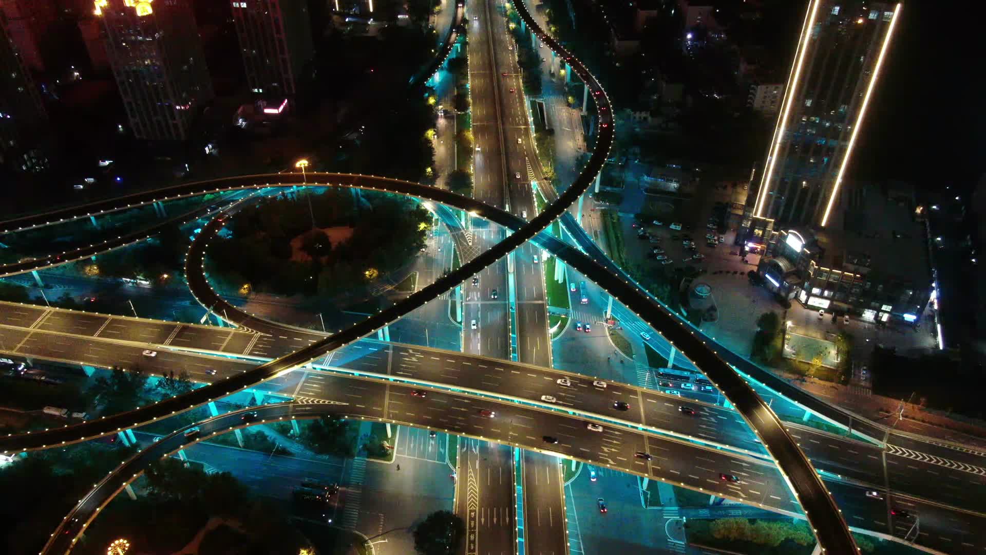 济南城市夜景交通航拍视频的预览图