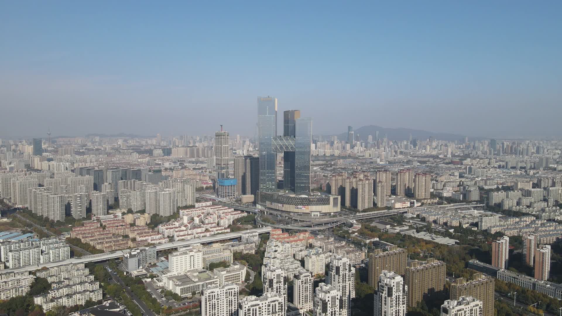 南京河西城市商务建筑航拍视频的预览图