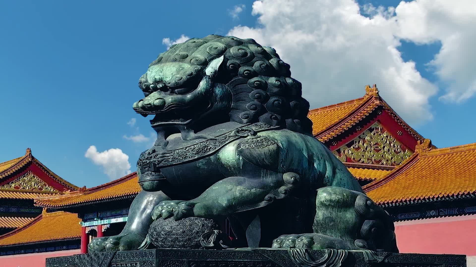 唯美宏伟气势故宫紫禁城天坛狮子延时视频的预览图