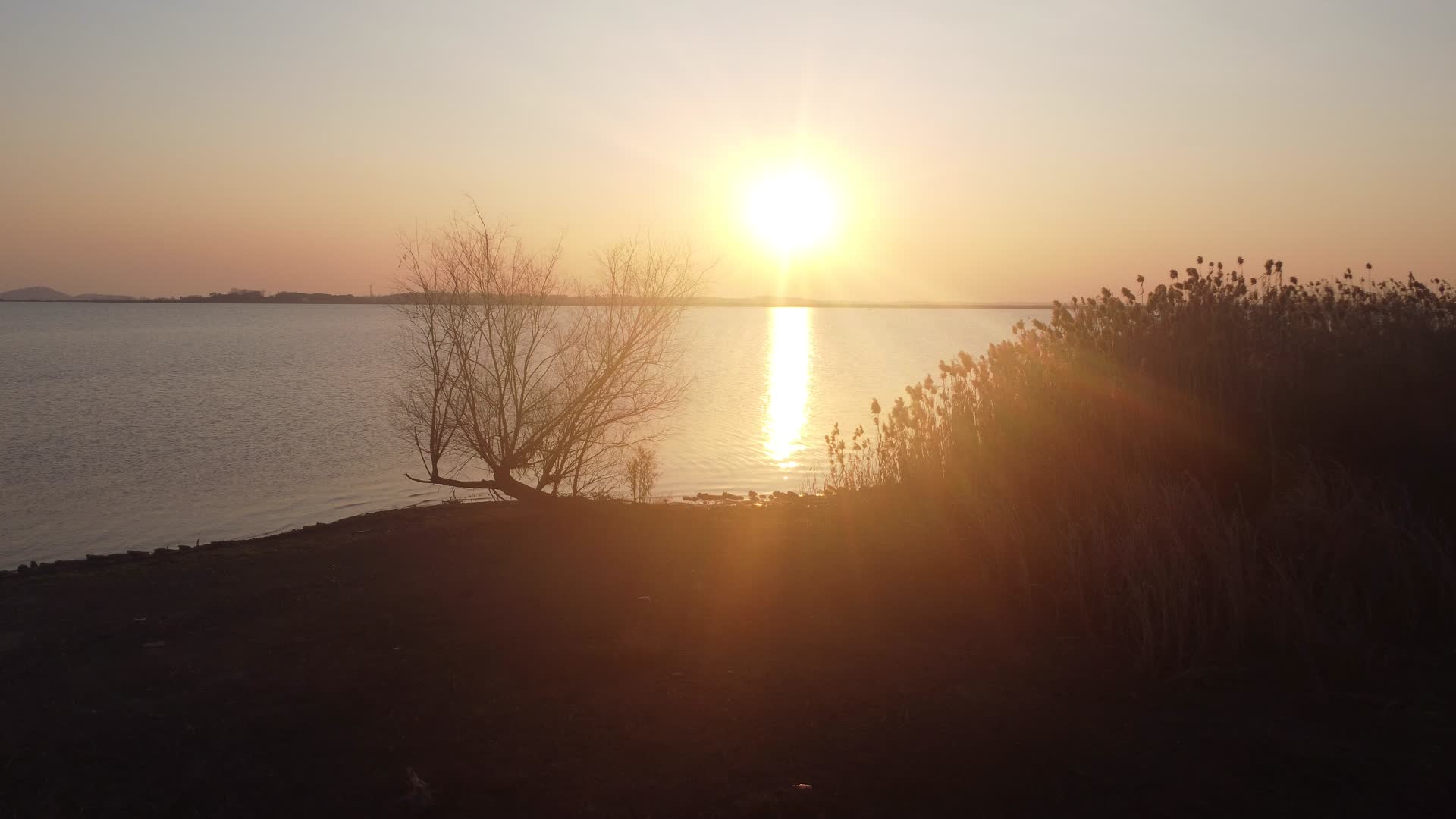 夕阳湖边视频的预览图