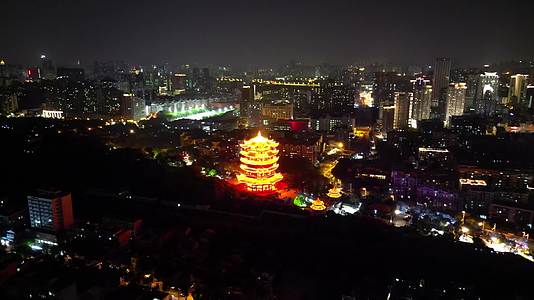 航拍湖北武汉武昌黄鹤楼夜景视频的预览图