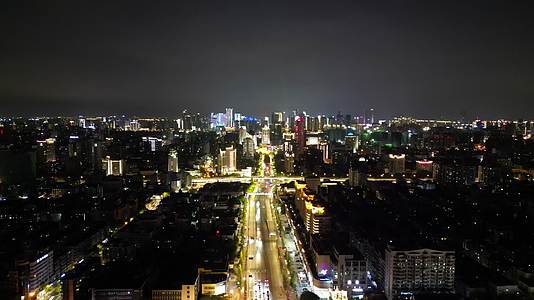 航拍浙江杭州城市夜景庆春路夜景视频的预览图
