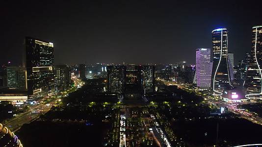 航拍浙江杭州市民广场城市阳台夜景视频的预览图