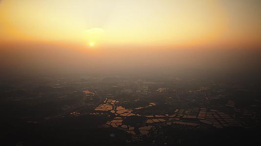 广东省江门市良溪古村航拍大片夕阳延时摄影视频的预览图