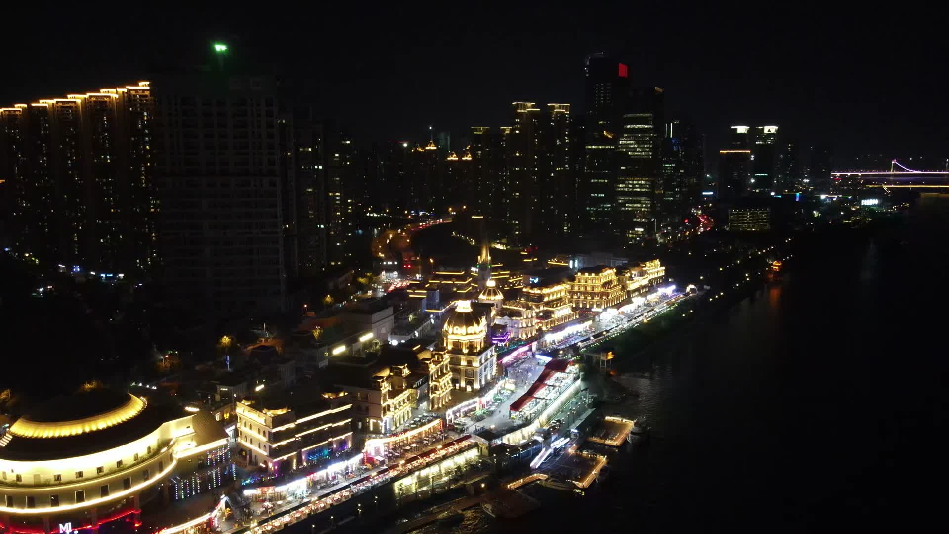 湖南长沙河西夜景灯光航拍视频的预览图