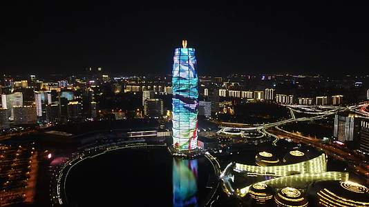 河南郑州城市夜景灯光航拍视频的预览图