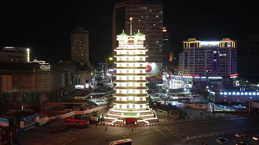 河南郑州城市地标建筑夜景航拍视频的预览图