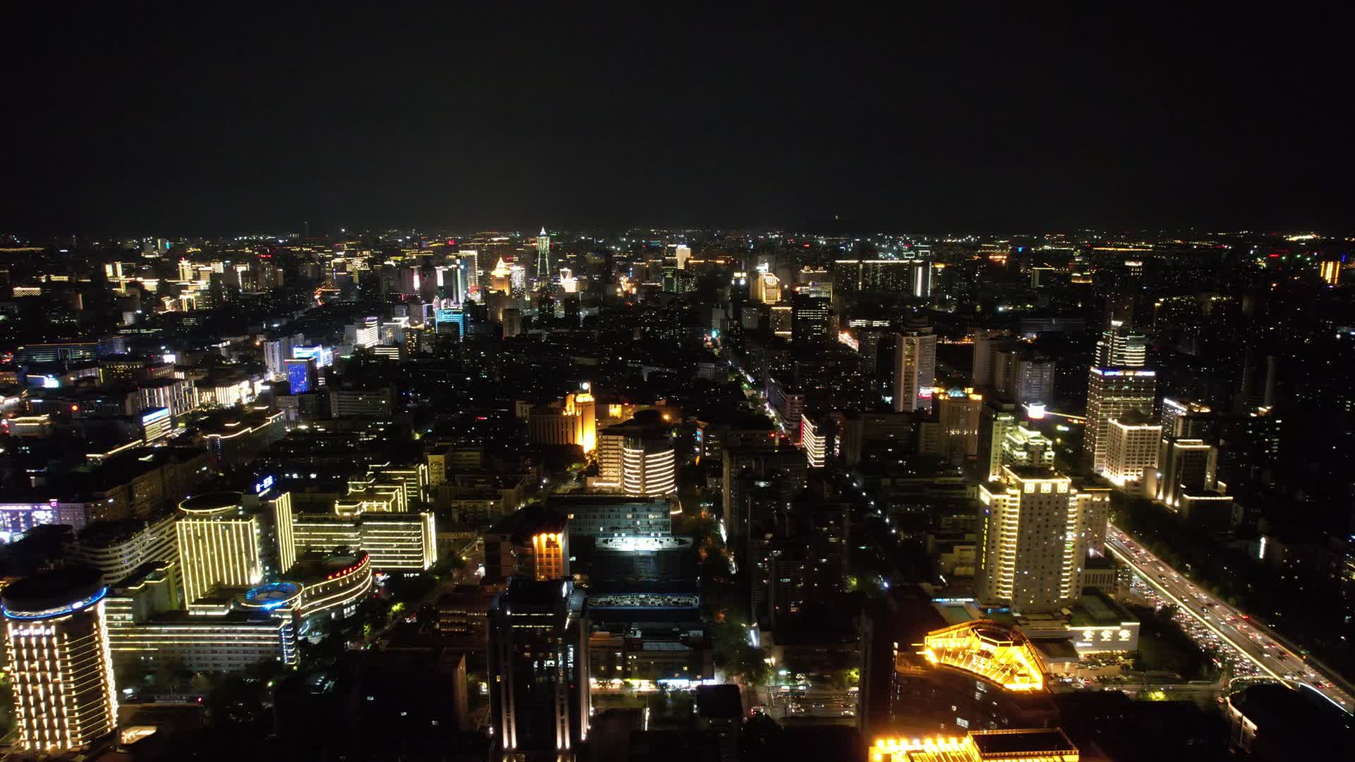航拍浙江杭州城市夜景灯光视频的预览图