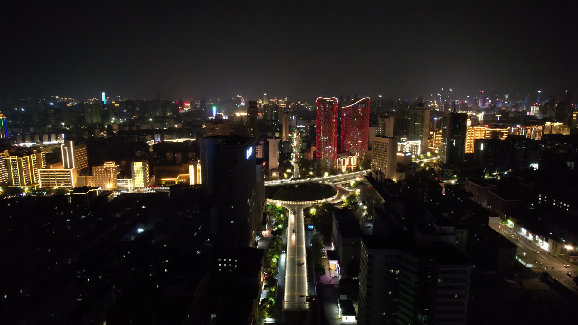 航拍江西南昌福山立交夜景视频的预览图
