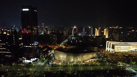 航拍南昌江西省图书馆新馆夜景视频的预览图