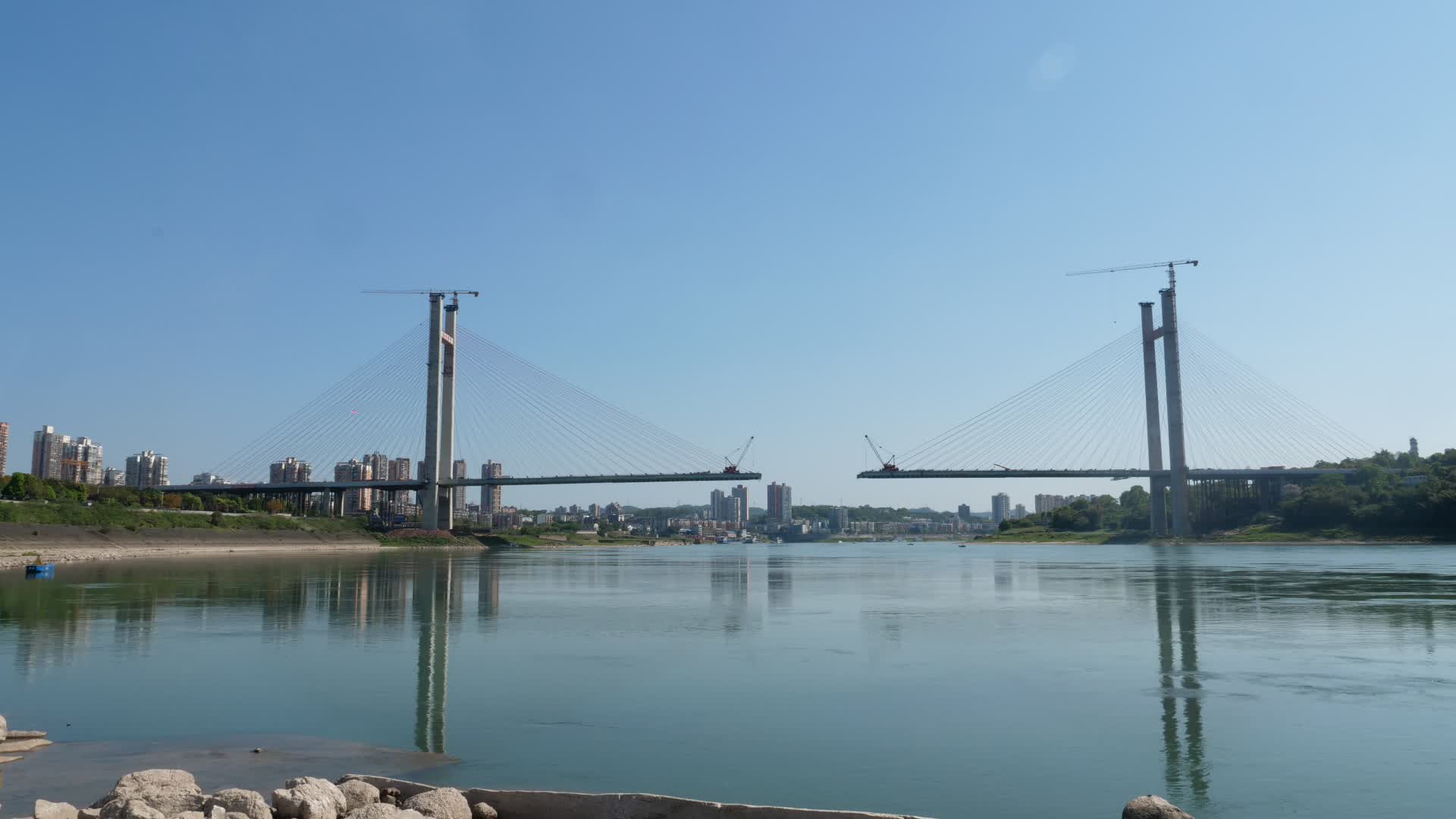 长江八桥延时摄影桥梁施工视频的预览图