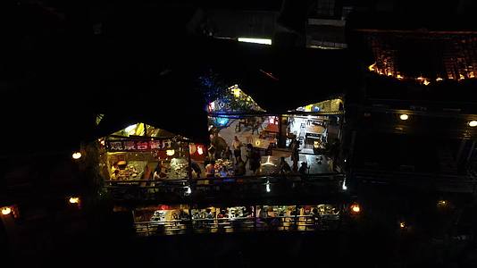 湖南湘西芙蓉镇4A景区夜景航拍视频的预览图