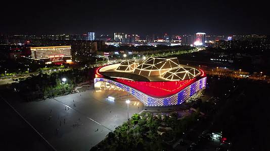 云南文化艺术中心夜景灯光航拍视频的预览图