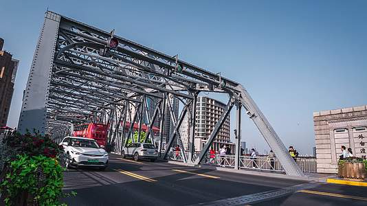 上海外白渡桥车流延时摄影4K视频的预览图