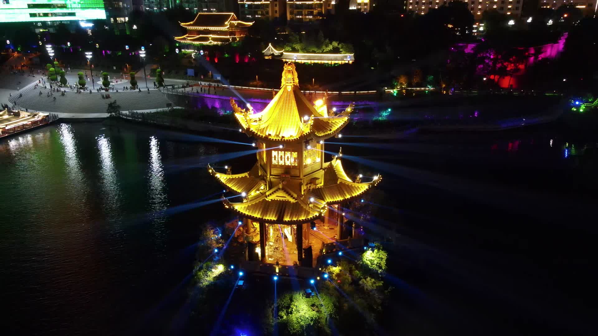 贵州铜仁城市夜景灯光航拍视频的预览图
