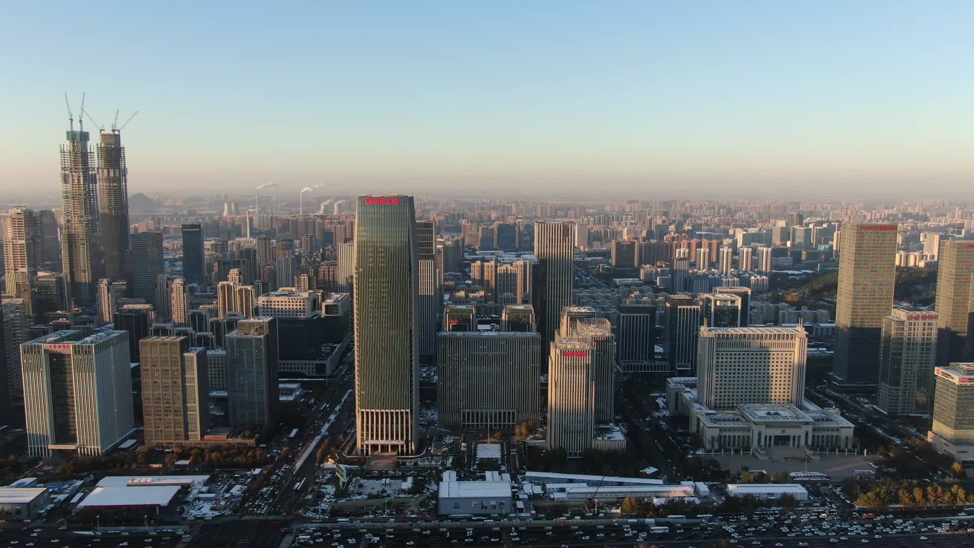 山东济南城市高楼建筑航拍视频的预览图