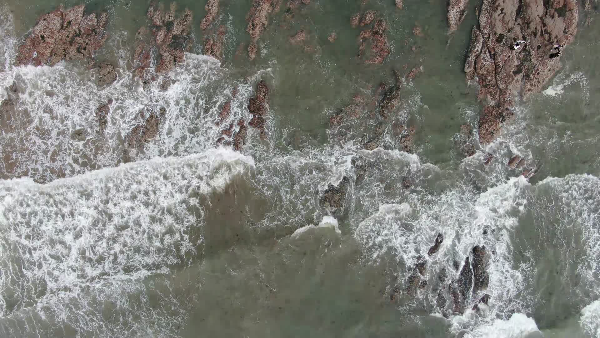 大海海浪沙滩礁石航拍视频的预览图