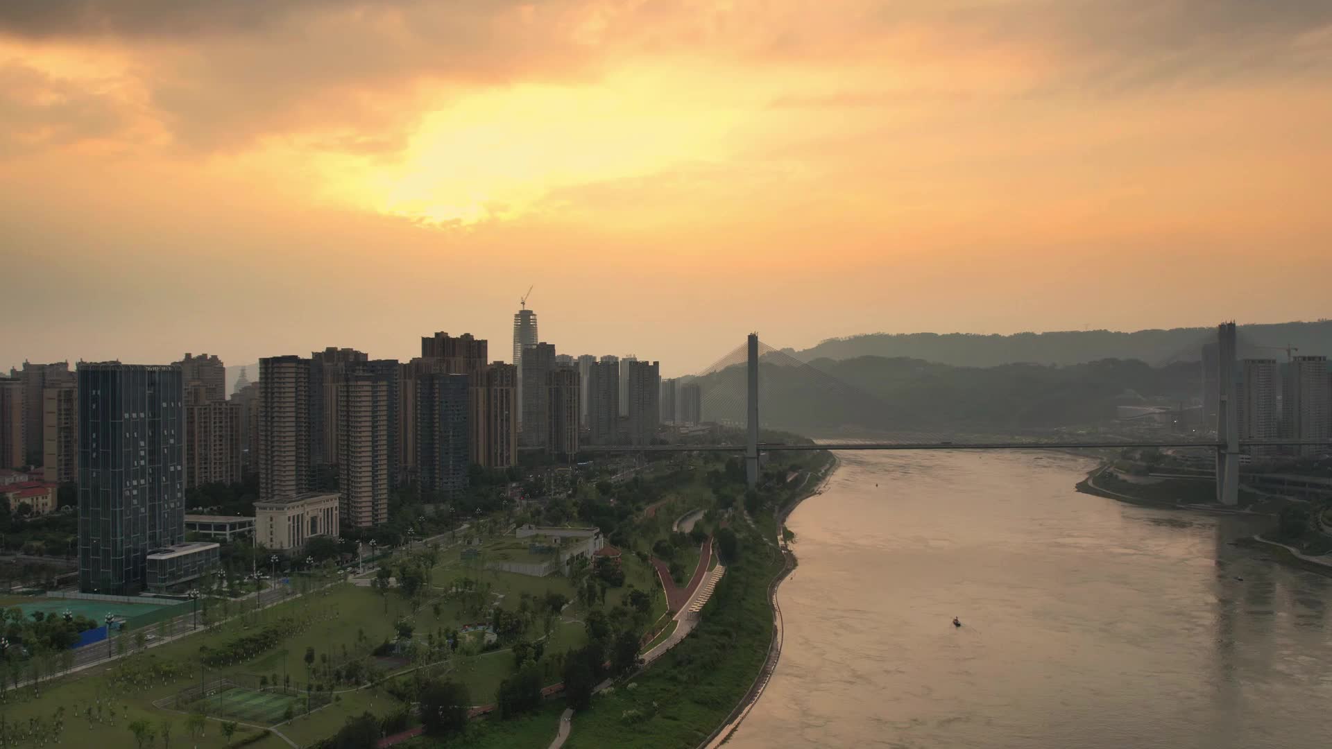 宜宾长江大桥日落延时视频的预览图