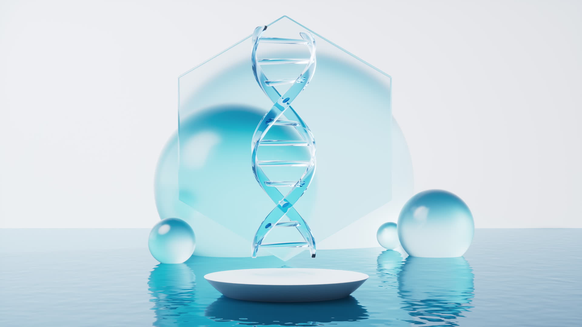 透明DNA与水面3D渲染视频的预览图