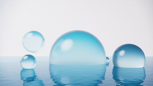 透明球体与水面3D渲染视频的预览图