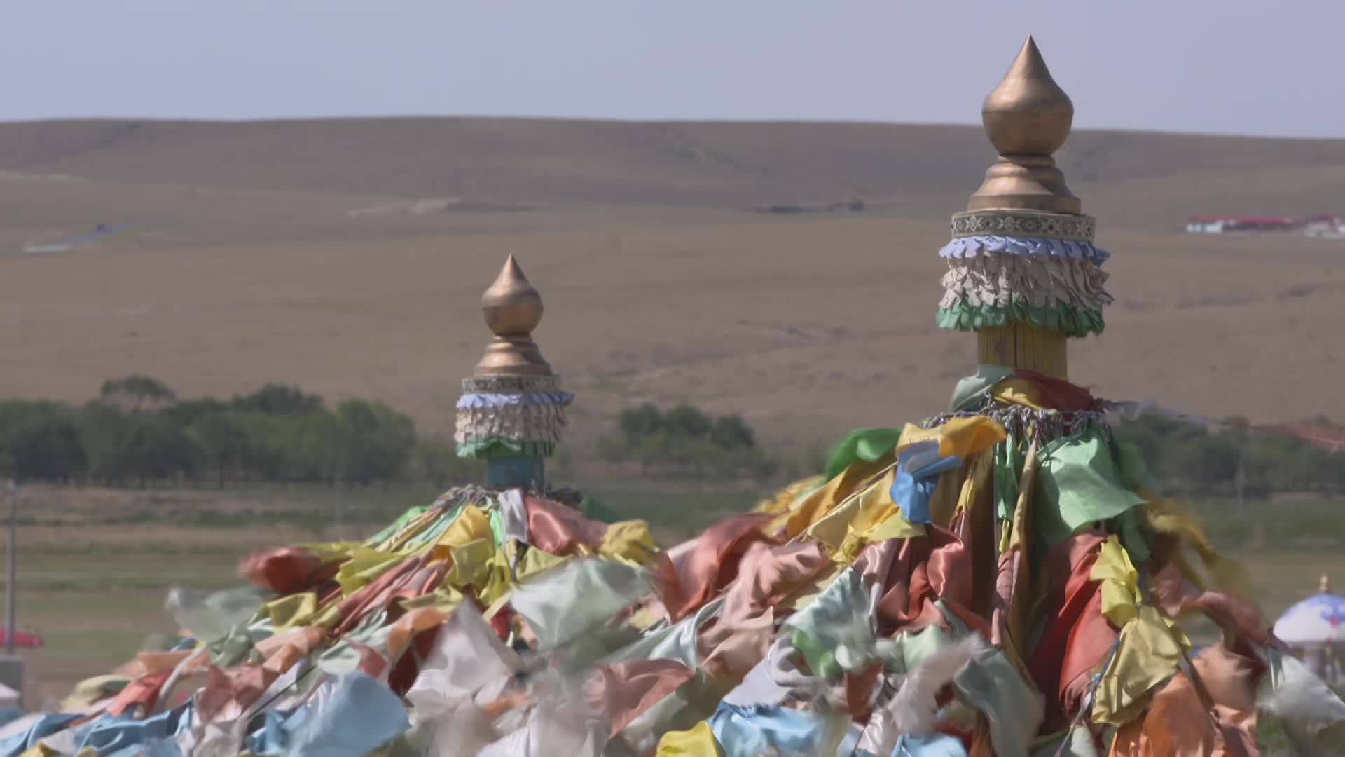内蒙古乌兰察布四子王旗锡拉木伦庙外景视频的预览图