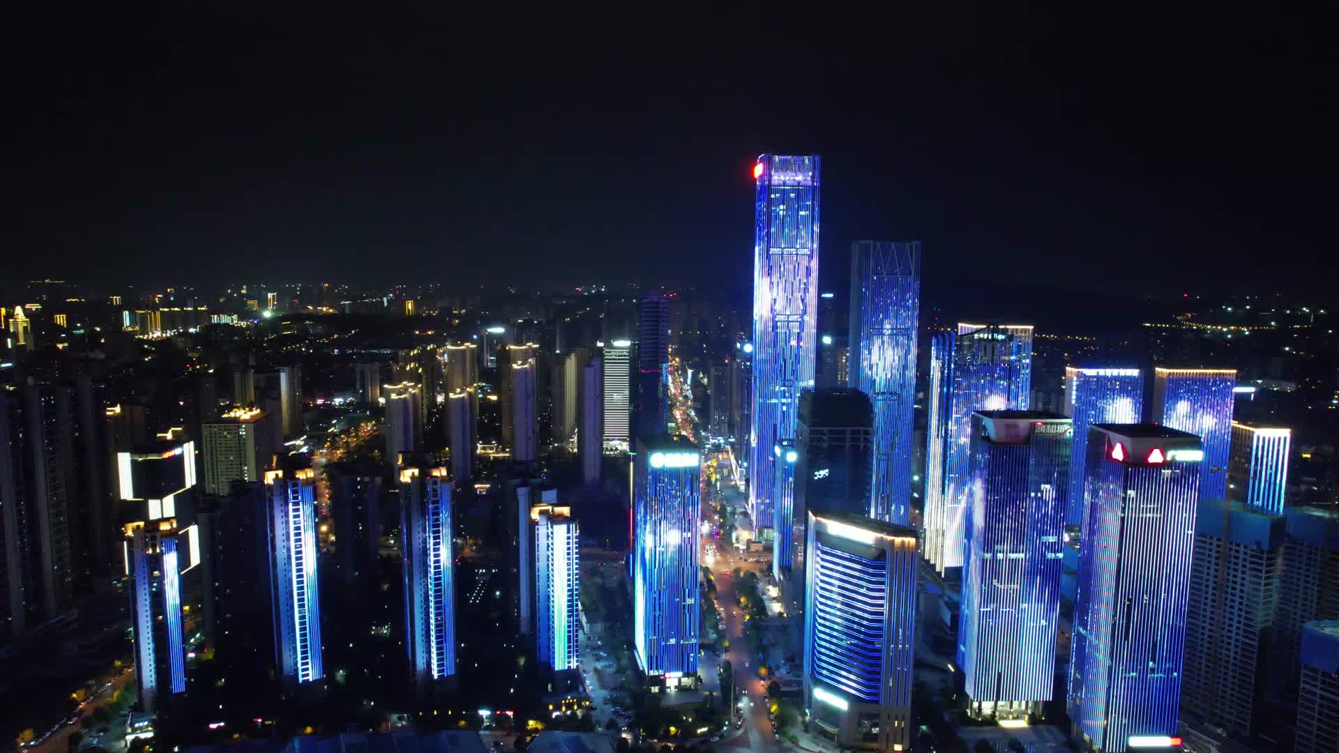 湖南长沙河西金融中心夜景灯光航拍视频的预览图