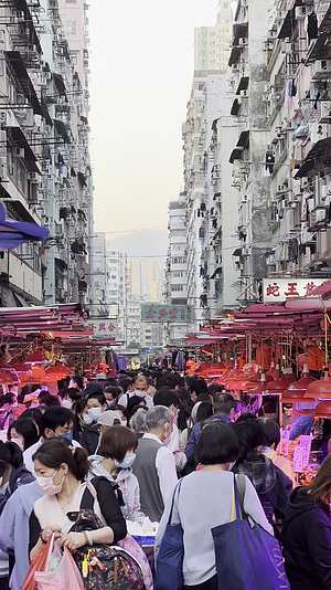 香港旺角菜市场街市视频的预览图