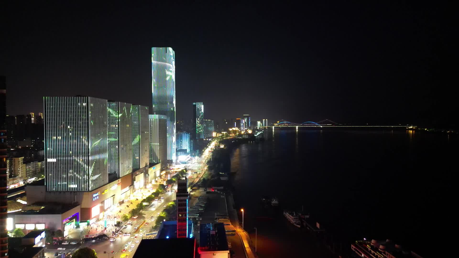 航拍湖北宜昌国际广场夜景视频的预览图
