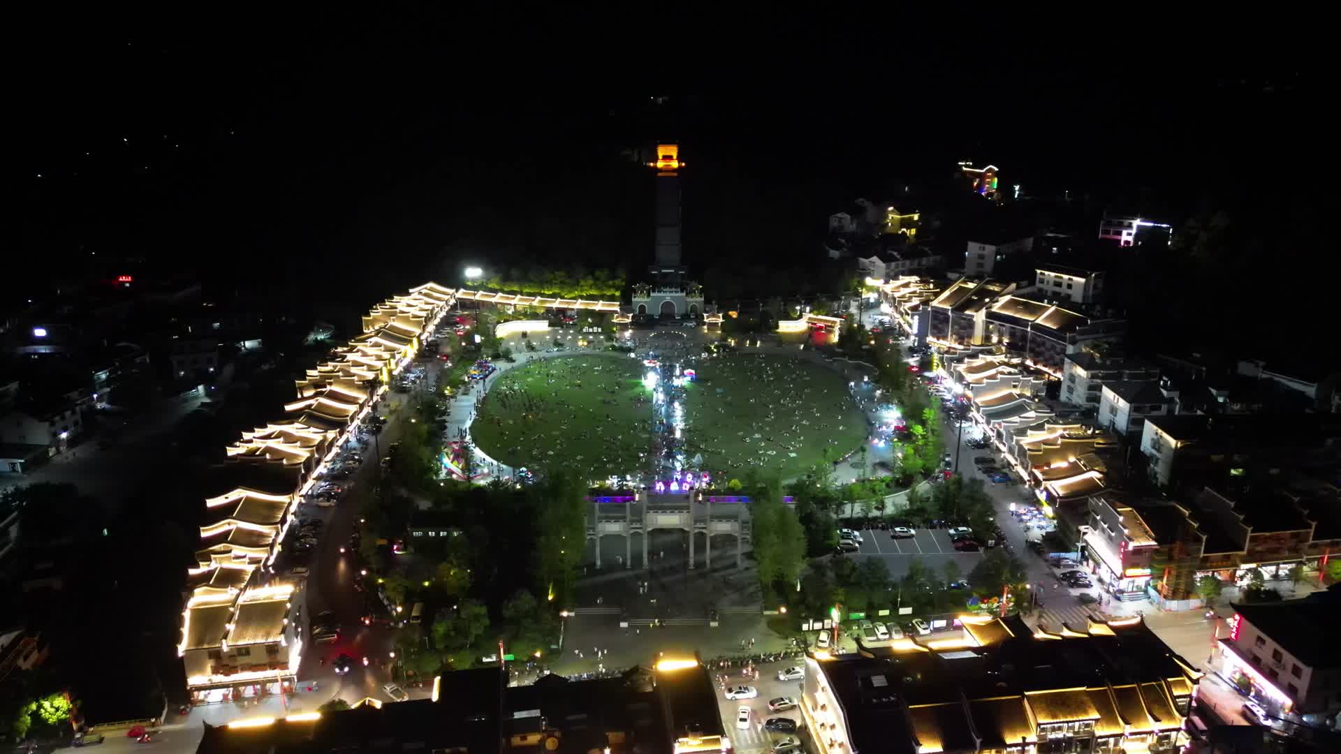 航拍湖南衡阳万寿广场夜景视频的预览图