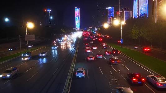 济南经十路夜景交通实拍视频的预览图