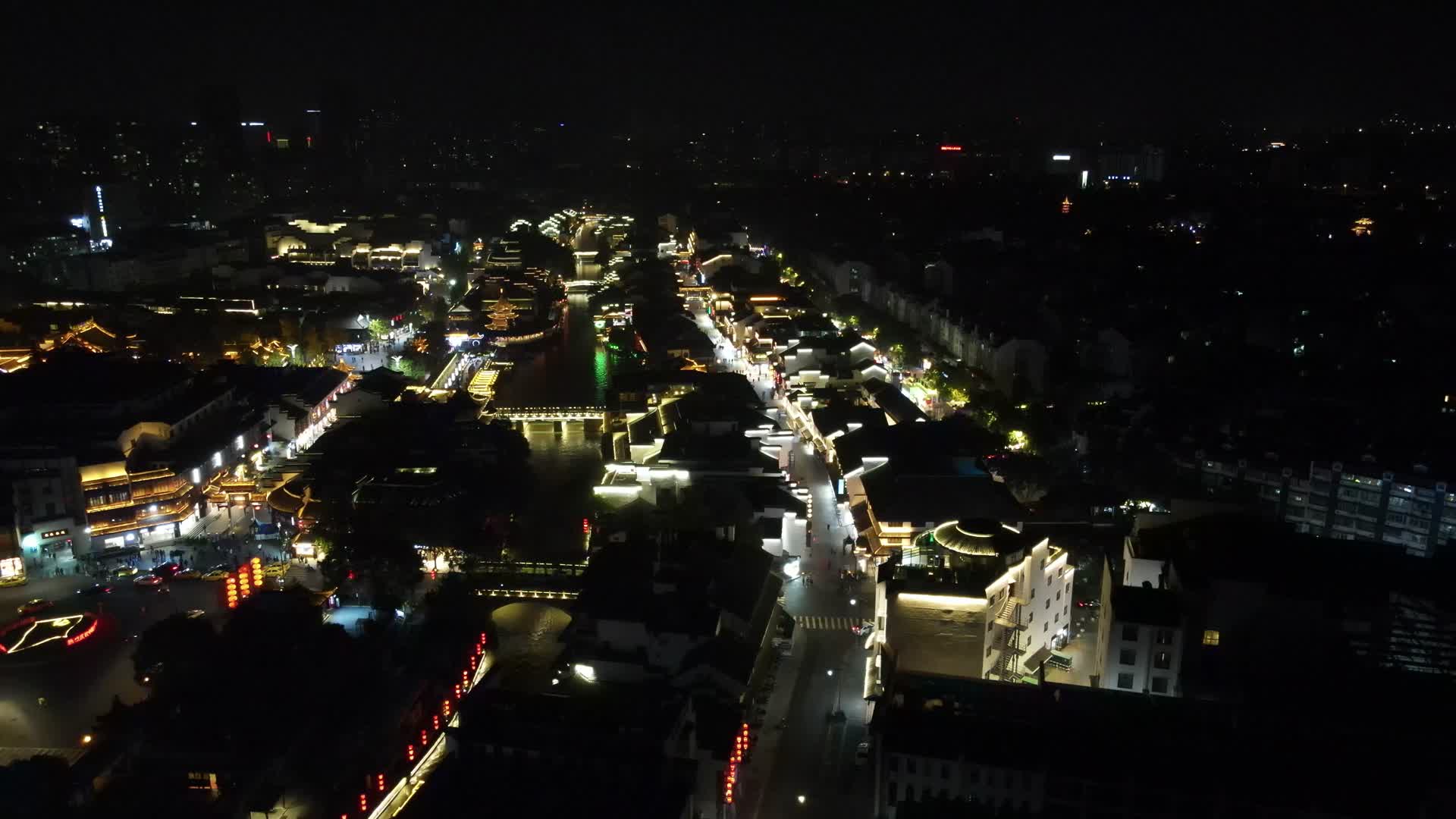 江苏南京城市夜景灯光航拍视频的预览图