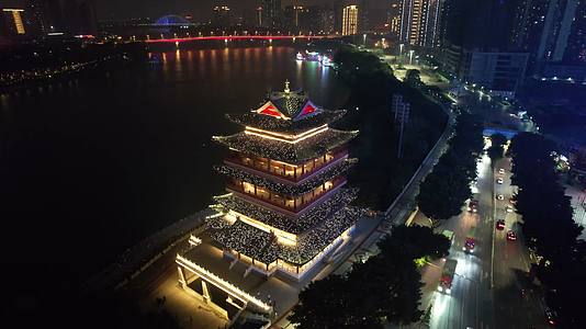广西南宁城市夜景航拍视频的预览图
