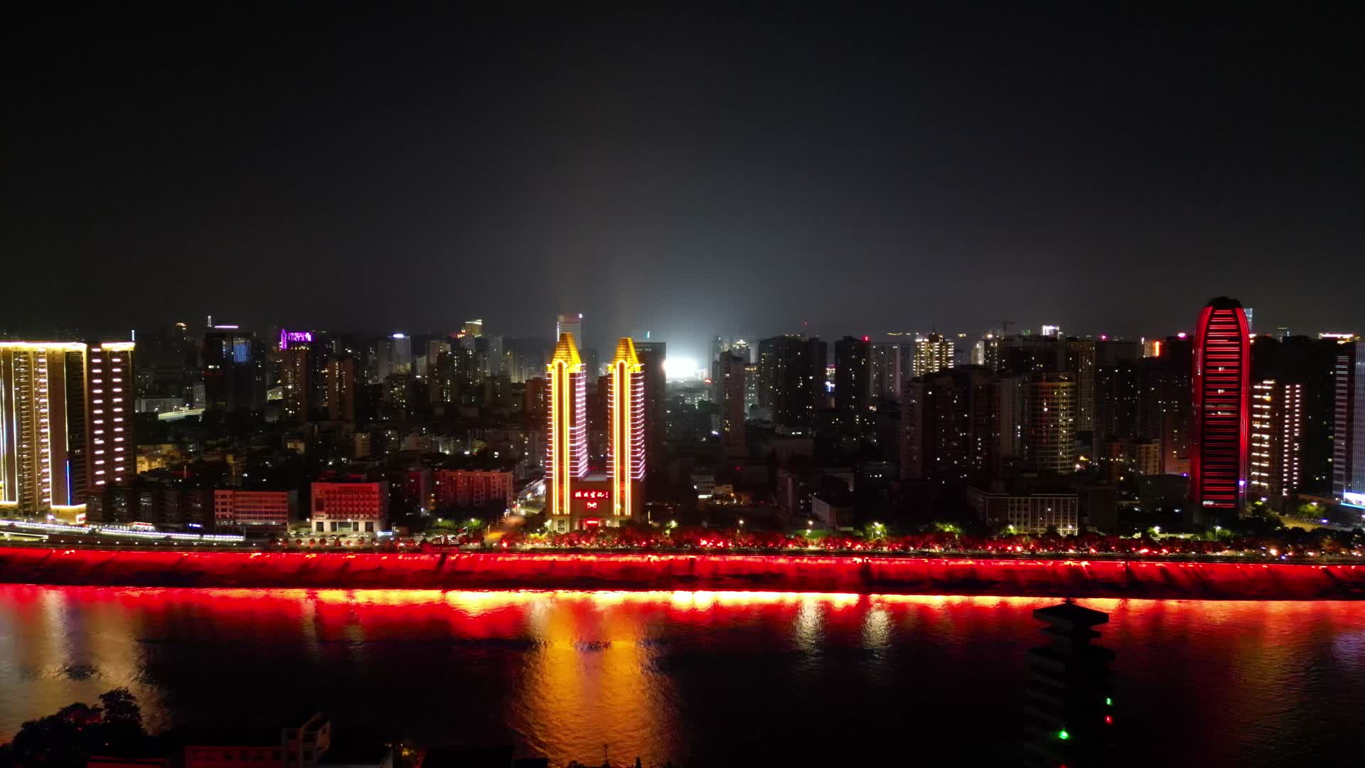 湖北宜昌城市夜景灯光航拍视频的预览图