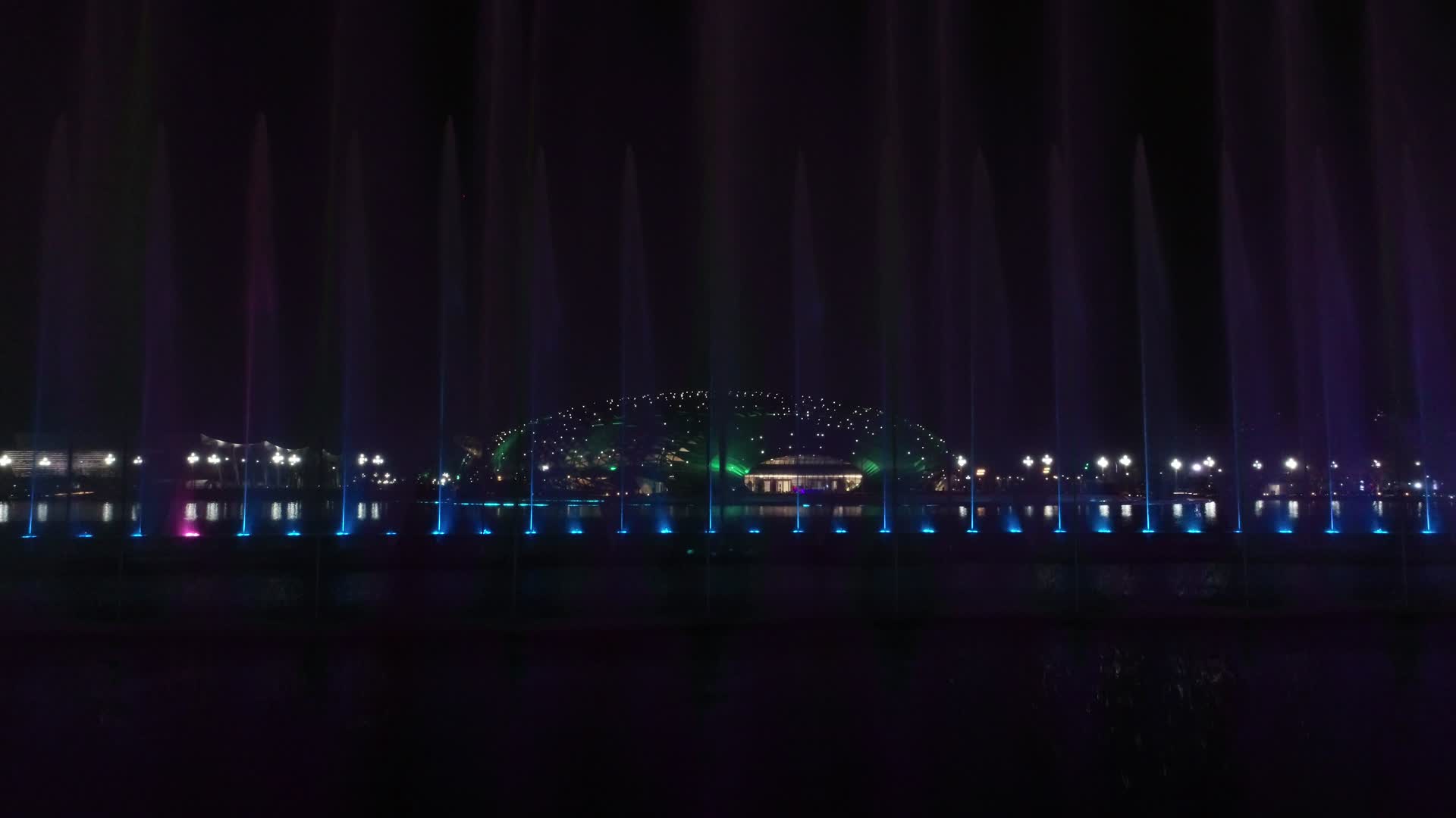 德清地信中心夜景灯光喷泉视频的预览图