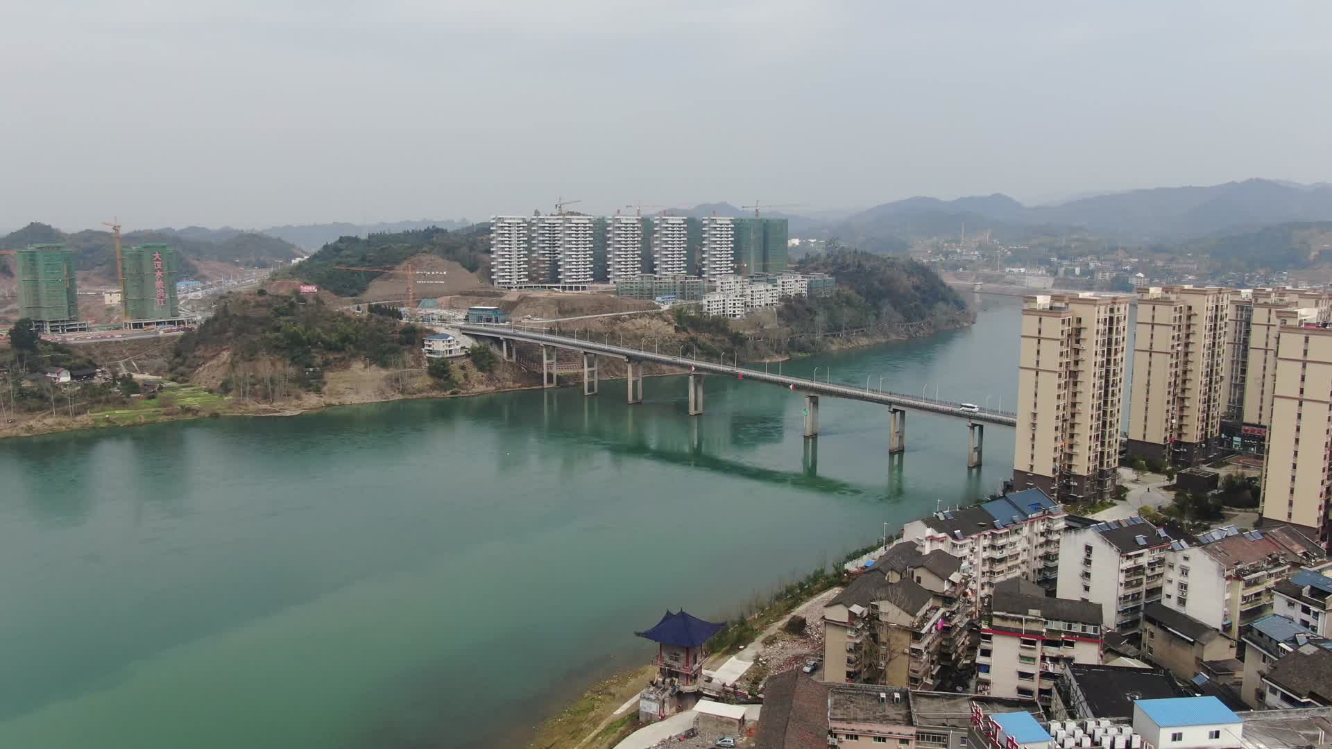 航拍湖南沅江大桥视频的预览图