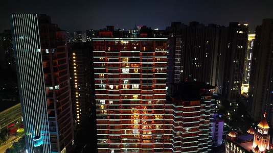 航拍湖北宜昌城市夜景灯光视频的预览图