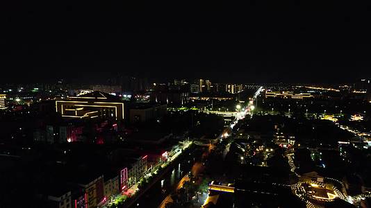 云南昆明官渡古镇夜景航拍视频的预览图