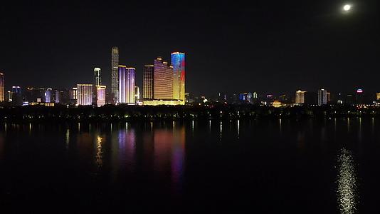 城市航拍湖南长沙五一商圈夜景灯光视频的预览图