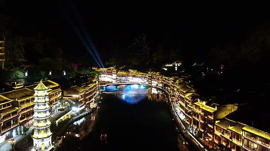 中国最美小镇湖南凤凰古镇航拍视频的预览图