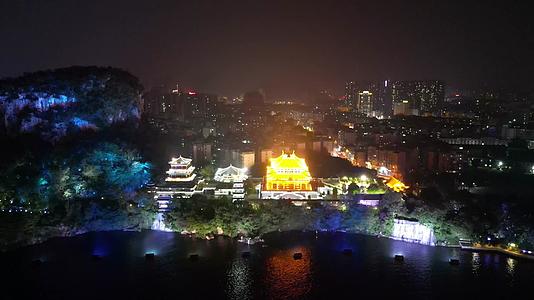 航拍广西柳州文庙4A景区夜景视频的预览图