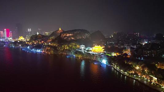 航拍广西柳州文庙4A景区夜景视频的预览图