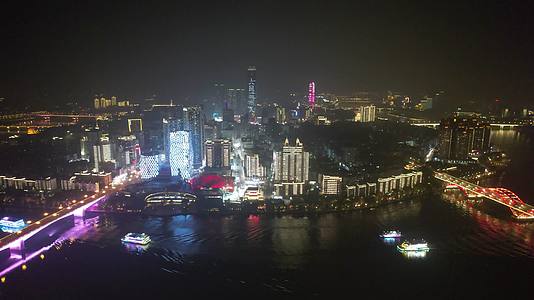 航拍广西柳州夜景地标建筑视频的预览图