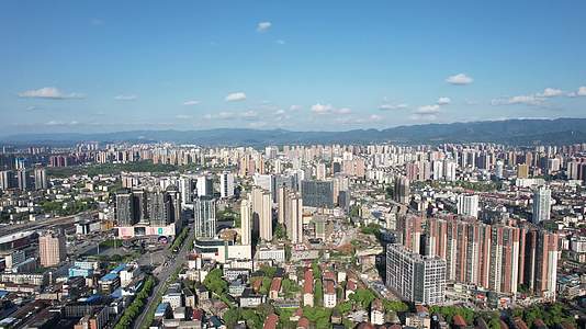 湖南怀化城市蓝天白云航拍视频的预览图