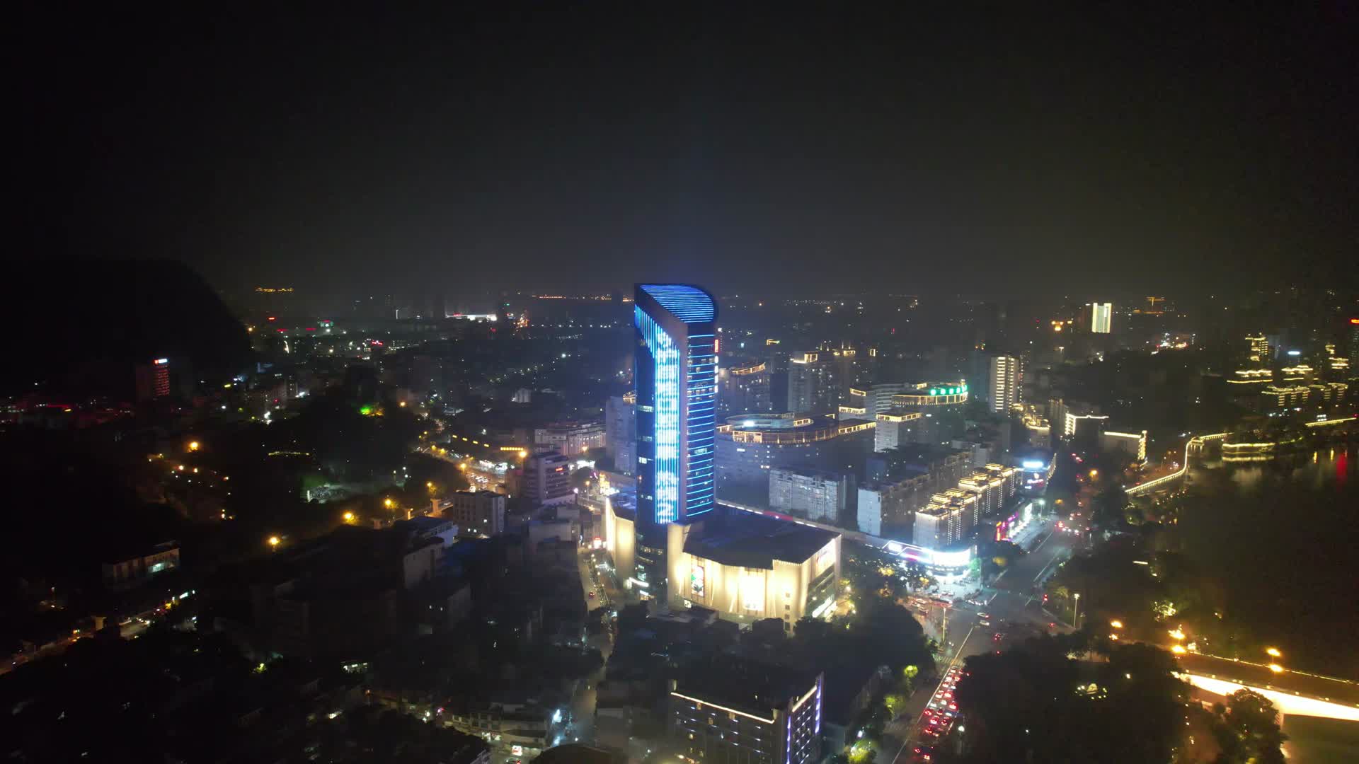 航拍柳州城市夜景灯光视频的预览图
