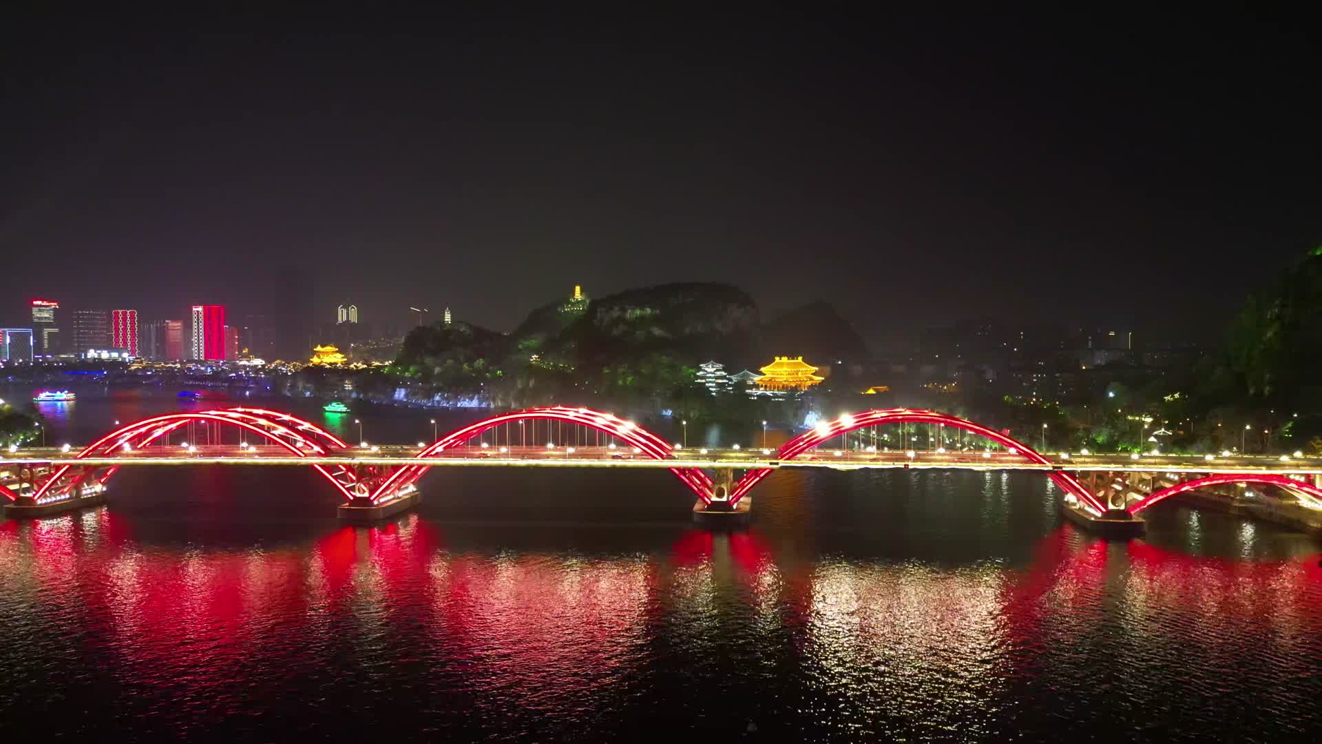 柳州城市夜景灯光航拍视频的预览图